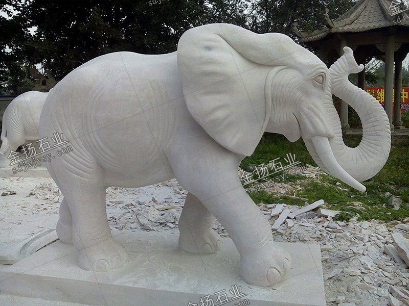 汉白玉石雕大象雕塑